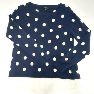 Talbots; M/P, Navy Blue Polka Dot, Pullover Sweater